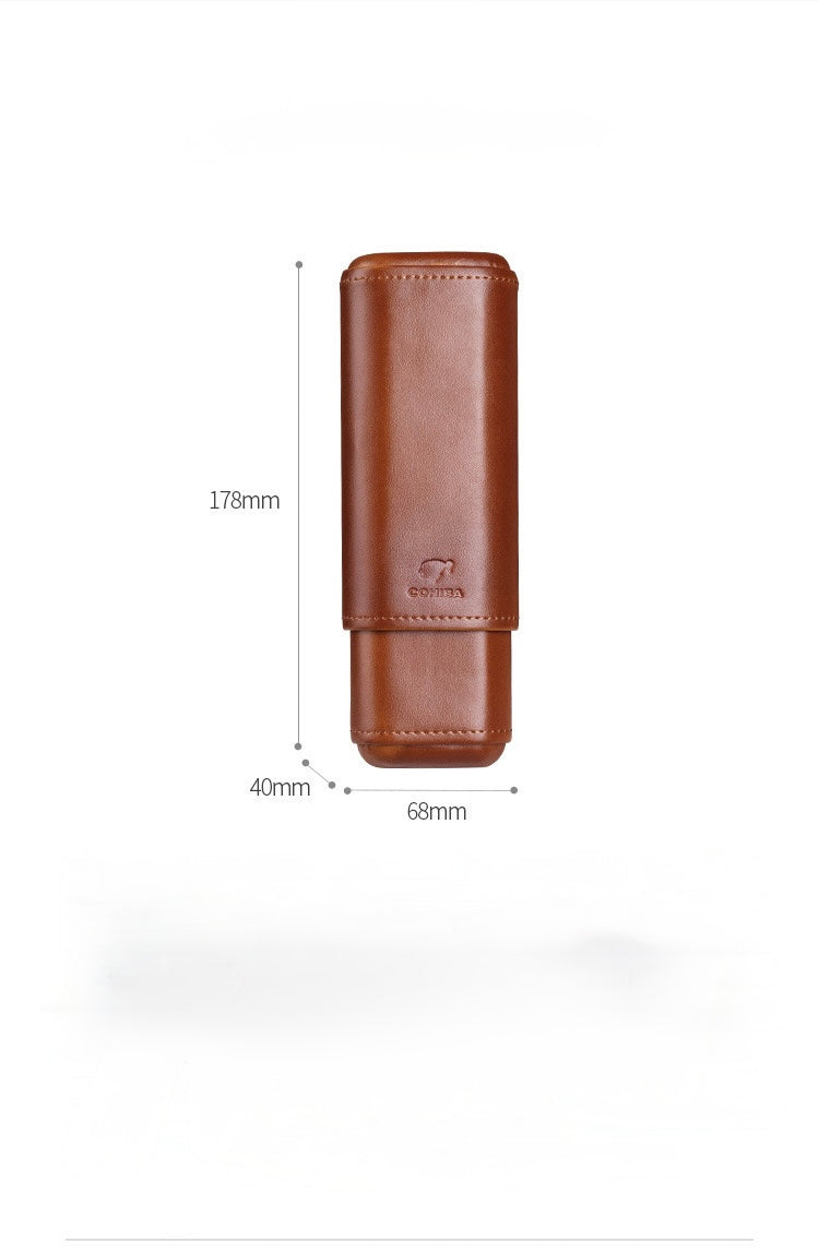 Premium Leather Cigar Case – Travel Cigar Holder for 2 Cigars with Cedar Wood Interior