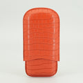Orange Leather Cigar Case - Holds Up to 3 Cigars